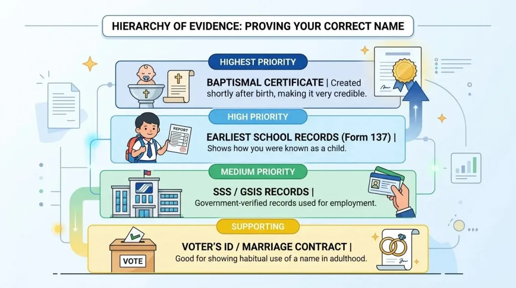 How to Correct Your First Name in Your PSA Birth Certificate 2 Hierarchy of Evidence for Name Correction in the Philippines
