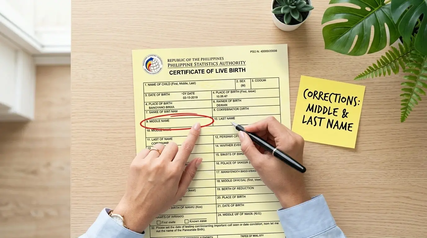 Blogs and Guide 1 Person-pointing-to-a-red-circled-middle-name-field-on-a-Philippine-birth-certificate-for-corrections