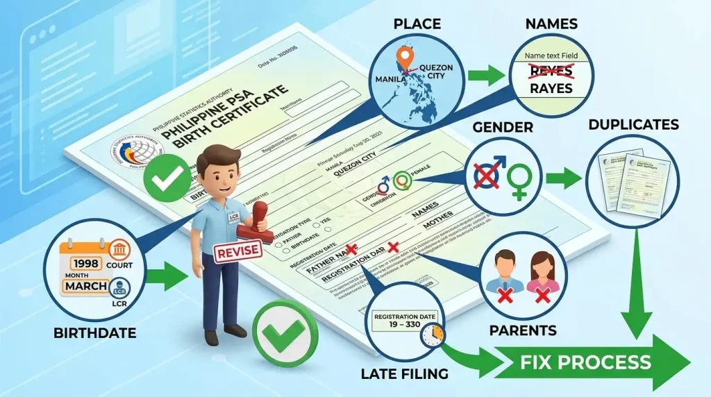 Avoid and Correct PSA Birth Record Mistakes 1 The Most Common Errors People Find on Their PSA Birth Certificates